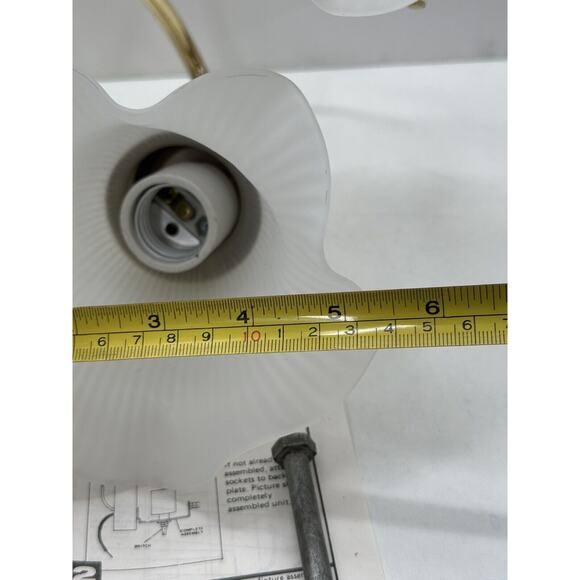 Victorian Underwriters 3 Arm Tulip Light Wall Sconce Lamp Floral Porcelain VTG - Picture 5 of 16